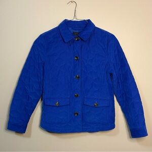 Talbots Quilted Corduroy Barn Jacket Blue Size Medium Button Front Pockets